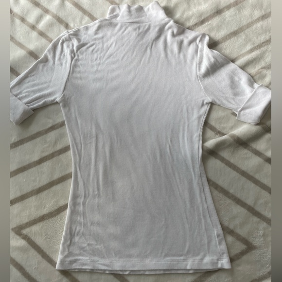 EUC American Apparel Women’s White Ribbed Knit Cuff Sleeve Mockneck Turtleneck S - Picture 9 of 9